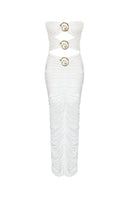 Gigii's ELYSIA maxi dress shown from the front, featuring a flowy silhouette and elegant design perfect for summer wear.