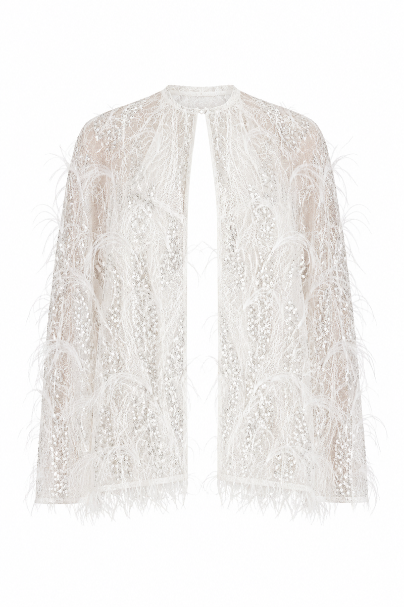 EMBROIDERED FEATHER CAPE