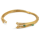 Gold emerald geo choker necklace by Fenomena featuring a sleek geometric design and vibrant emerald accents.