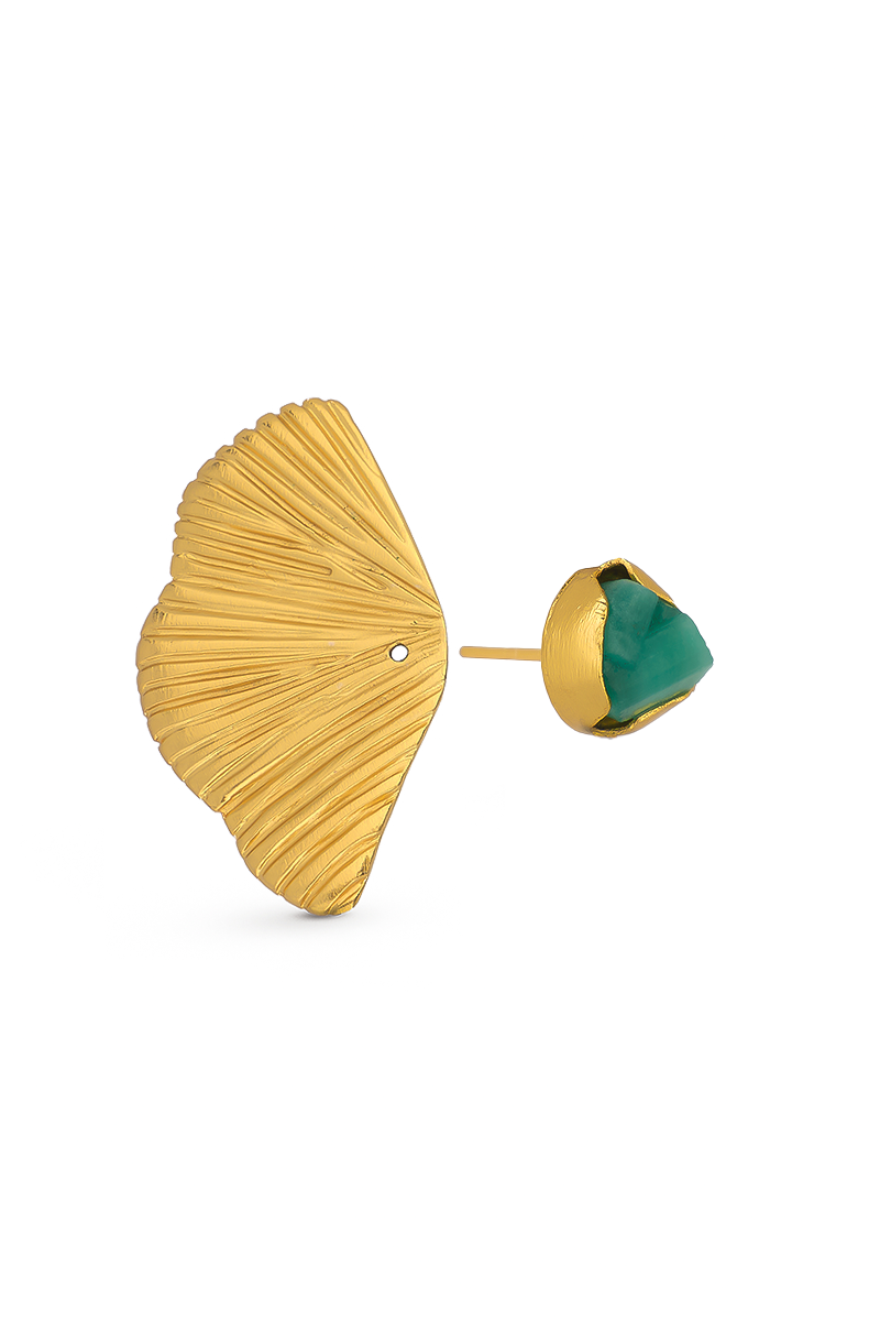 EMERALD VERTICAL WAVES FRONT BACK EARRINGS - CULT MIA