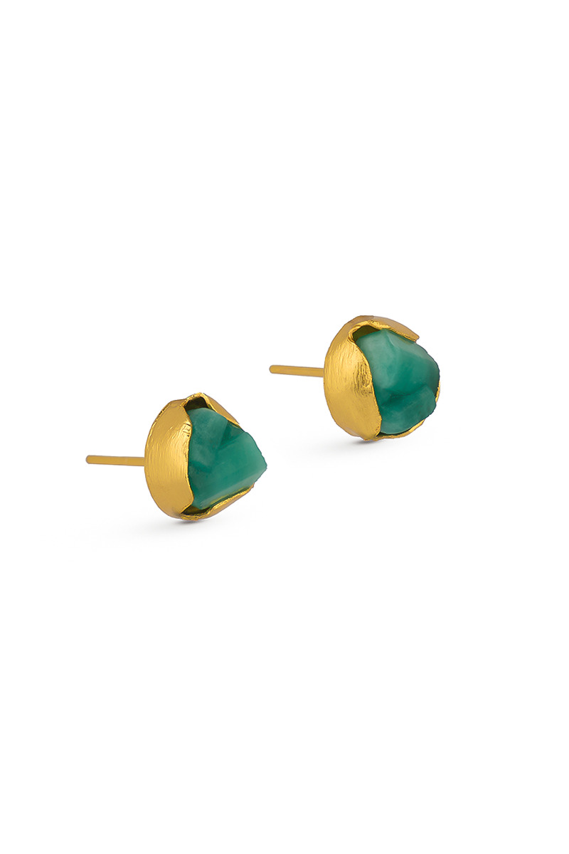 EMERALD VERTICAL WAVES FRONT BACK EARRINGS - CULT MIA