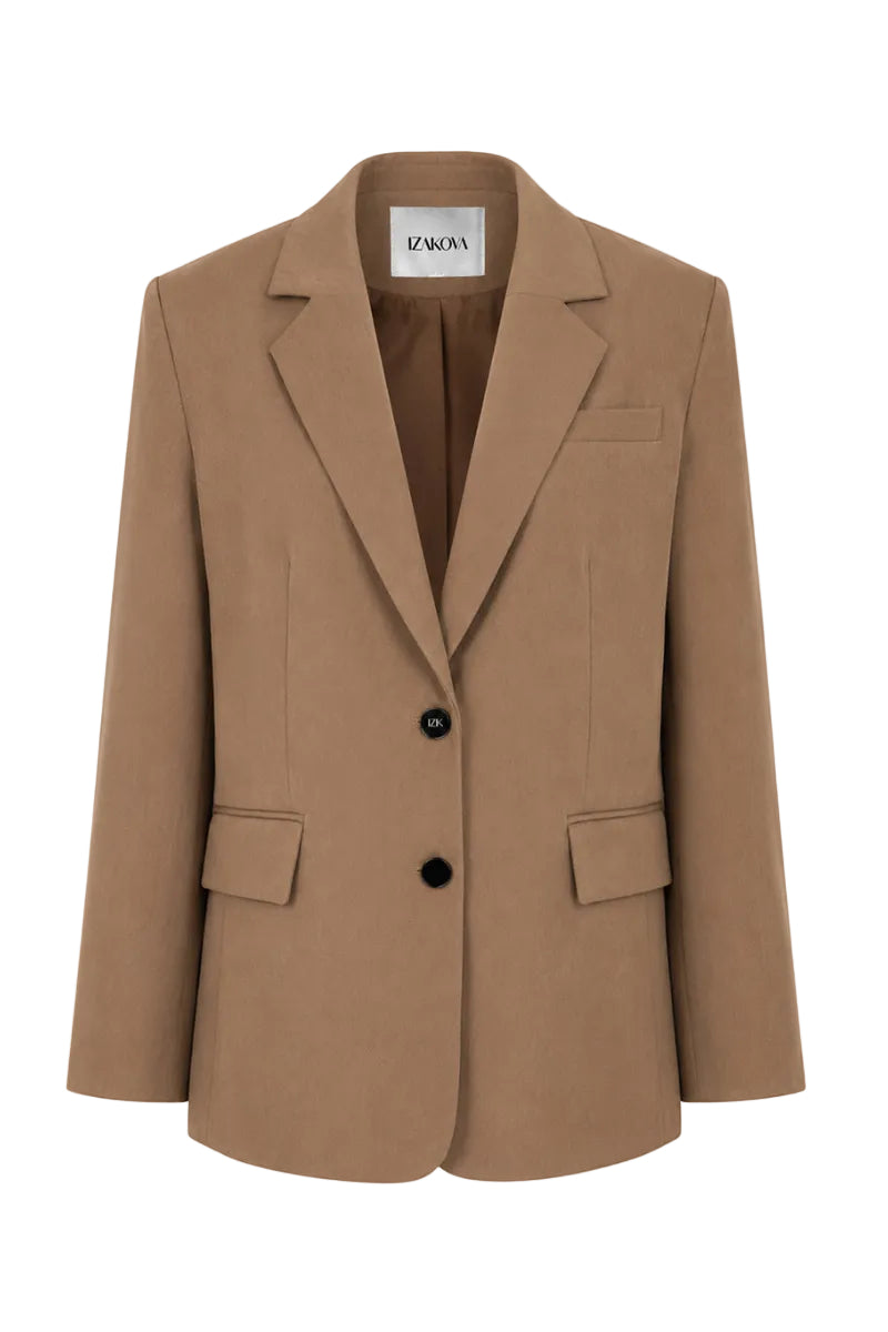 Izakova EMINA blazer in khaki, tailored blazer for women, featuring a classic fit and stylish design.