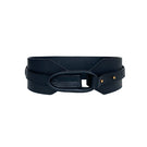 Black leather Entrerrios belt by ISIDORA MALVA, featuring a sleek design and sturdy buckle, perfect for casual and formal wear.