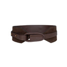 ISIDORA MALVA chocolate suede belt with textured finish, stylish accessory for casual or formal outfits.