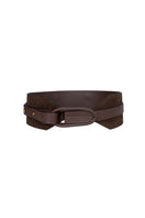 ISIDORA MALVA chocolate suede belt with textured finish, stylish accessory for casual or formal outfits.