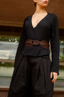 Chocolate suede belt from ISIDORA MALVA's Entrerrios collection, featuring a stylish and versatile design.