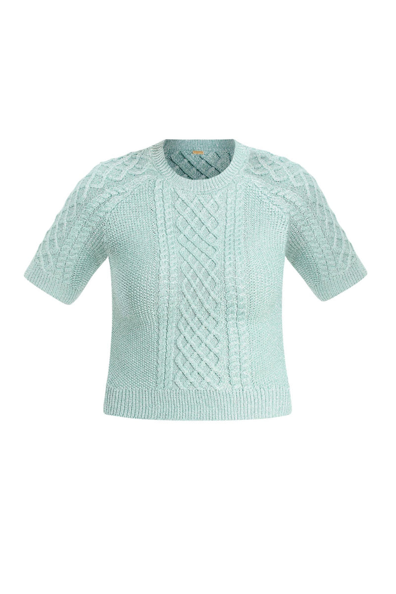Mestiza New York Enya sweater in Sea Glass color, soft knit sweater with a relaxed fit and long sleeves, casual and stylish.