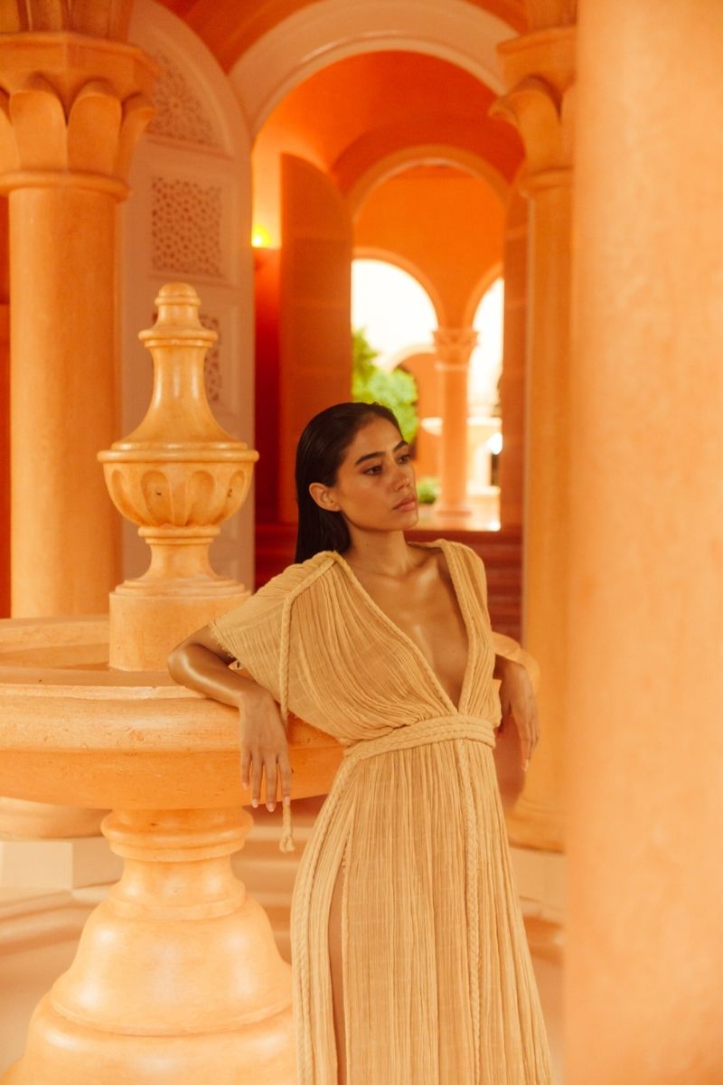 ERA DUSTER MAXI DRESS IN SAND - CULT MIA