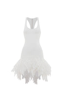 White POEM ÉTHER mini dress with a sleek, fitted silhouette, featuring elegant design details and a modern, stylish look.