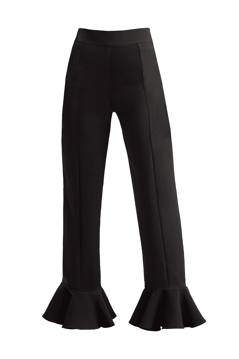 Señorita Eugenia black pants showing a tailored fit with a sleek waistband and classic straight-leg design.