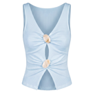 Summer Away Evia top in baby blue, casual women's blouse with long sleeves and a relaxed fit.