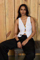White Evia top by Summer Away, lightweight sleeveless blouse with a relaxed fit, perfect for casual summer outfits.