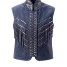 Double A Ezra suede vest in blue, featuring a stylish sleeveless design and soft suede fabric.