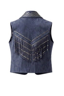 Double A Ezra suede vest in blue, stylish sleeveless outerwear with a soft suede texture and classic design.
