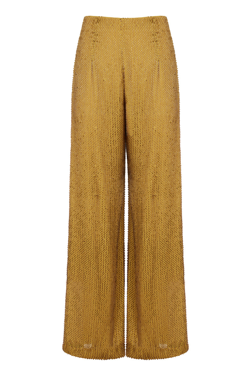 BUGLE BEAD WIDE LEG PANT IN OLIVE - CULT MIA