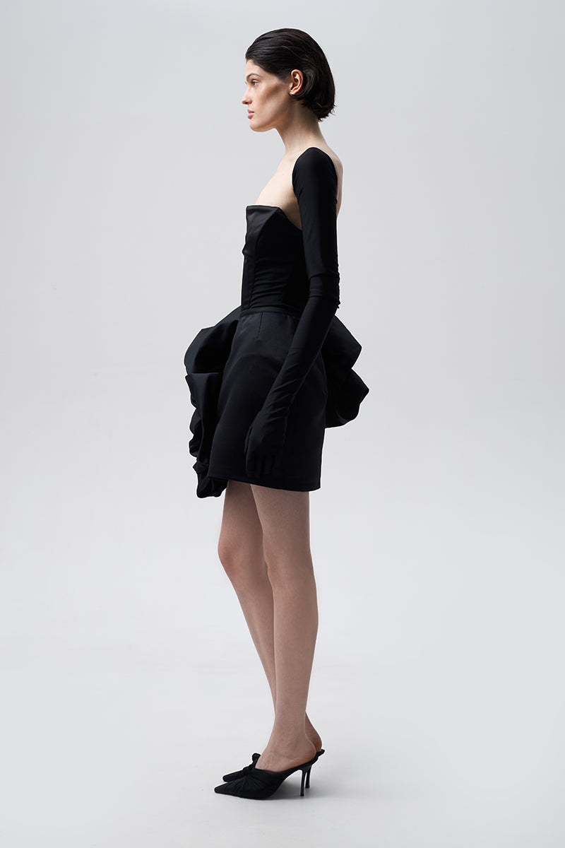 FLOUNCED SKIRT IN BLACK - CULT MIA
