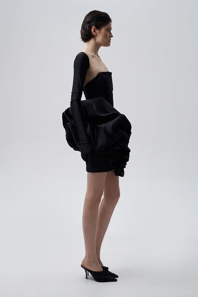 FLOUNCED SKIRT IN BLACK - CULT MIA