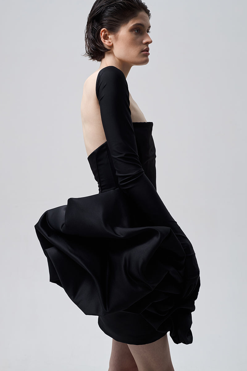 FLOUNCED SKIRT IN BLACK - CULT MIA