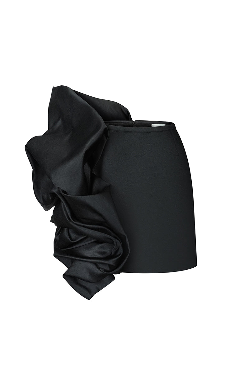 FLOUNCED SKIRT IN BLACK - CULT MIA