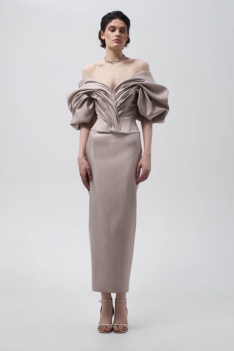 VOLUMETRIC CORSET IN BEIGE - CULT MIA