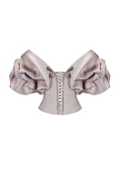 Beige volumetric corset top by Monetre featuring structured design and intricate detailing.