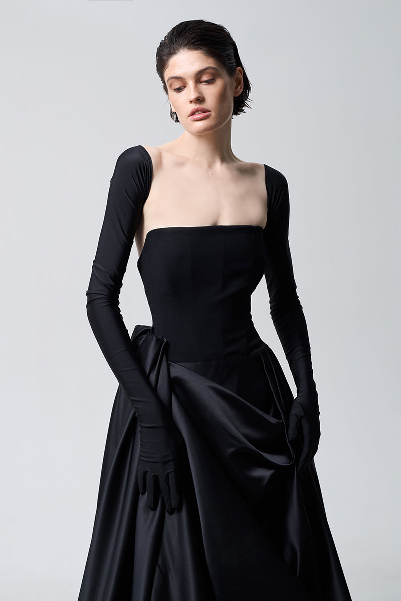 BLACK ASYMMETRICAL DRESS IN BLACK - CULT MIA