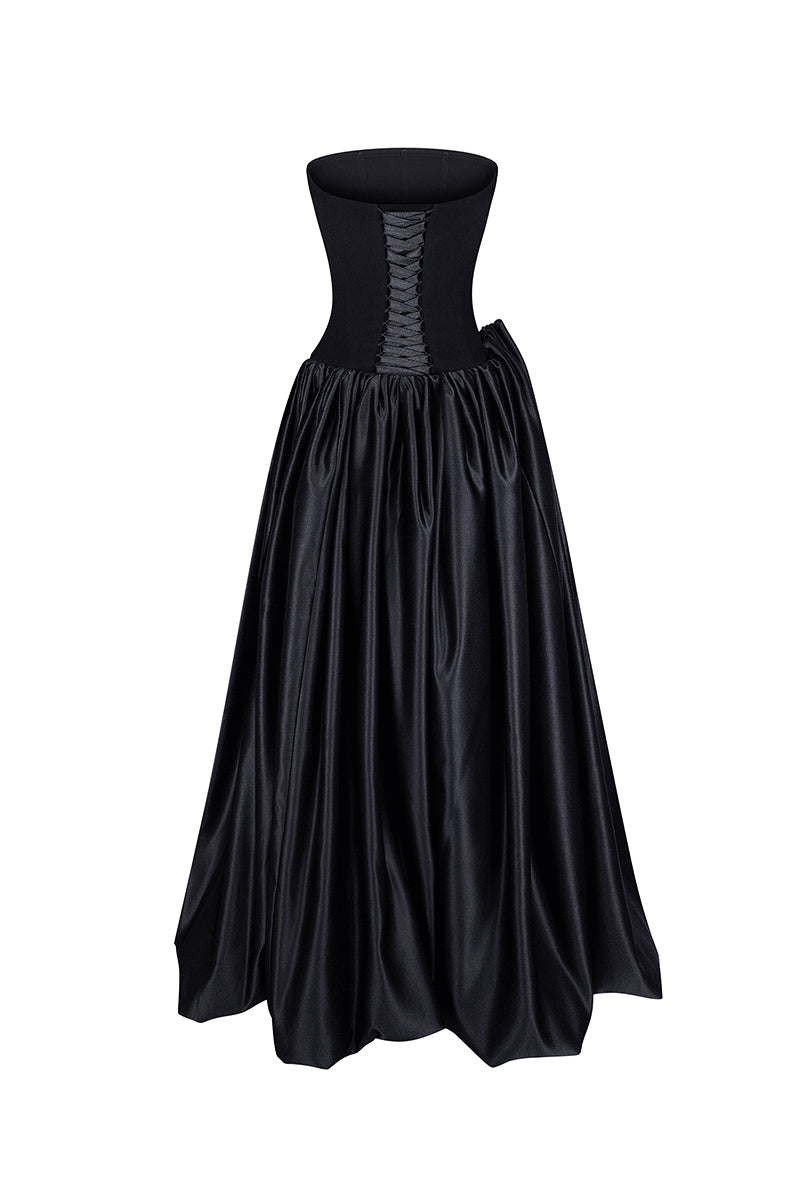 BLACK ASYMMETRICAL DRESS IN BLACK - CULT MIA