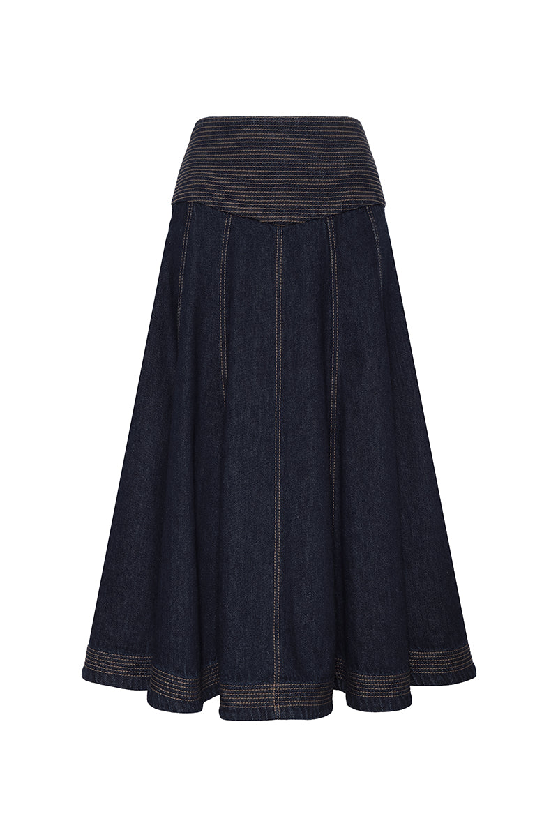 DUMA&CO HILO midi skirt in a stylish fabric, featuring a flowing design and neutral color, perfect for versatile outfits