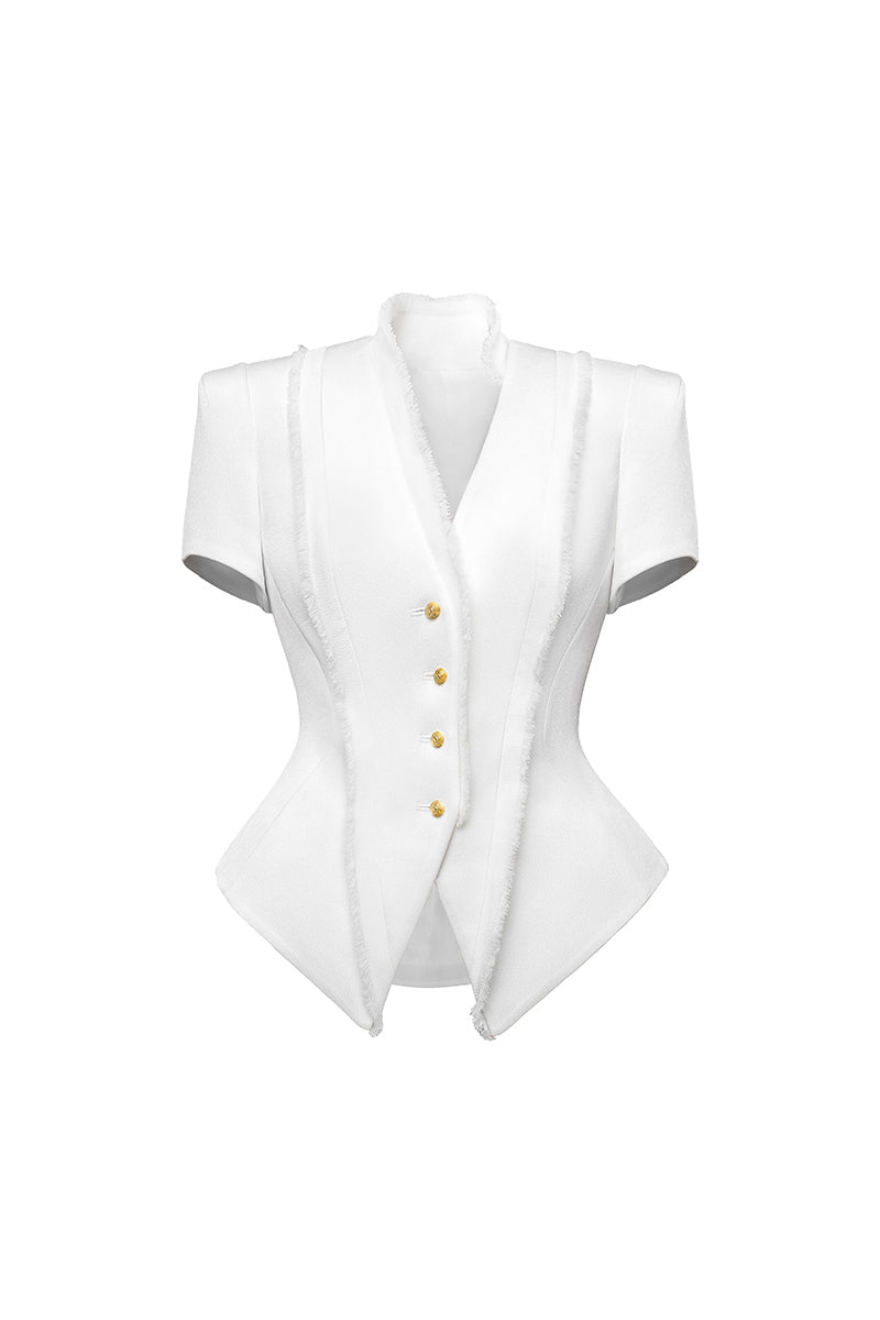 Jenny K Tran Faringdon blazer jacket in classic tailored style, shown in a sleek, professional fit with lapel details.