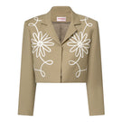 Señorita beige Lara blazer jacket, tailored fit with lapel collar and long sleeves, stylish women's blazer for versatile outfits.