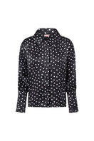 Señorita Antonia Polka Blouse in black and white, stylish shirt with polka dot pattern, displayed on a neutral background.