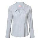Señorita Alba gray blouse, stylish shirt with a relaxed fit, shown on a hanger against a neutral background.