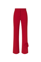 Señorita Teresa red pants with a tailored fit, showcasing the front view of the stylish, vibrant women's pants.