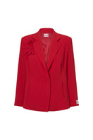 Red Señorita Teresa blazer with tailored fit, featuring a classic collar and sleek design, perfect for stylish professional wear.