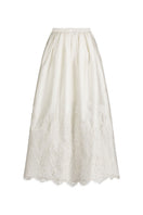 Scarlett Gasque Fiorella maxi skirt featuring flowing fabric and elegant design, perfect for stylish summer or casual wear.