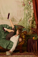 Flabelus Narnia burgundy flats with red piping, stylish slip-on shoes featuring a sleek design and comfortable fit.