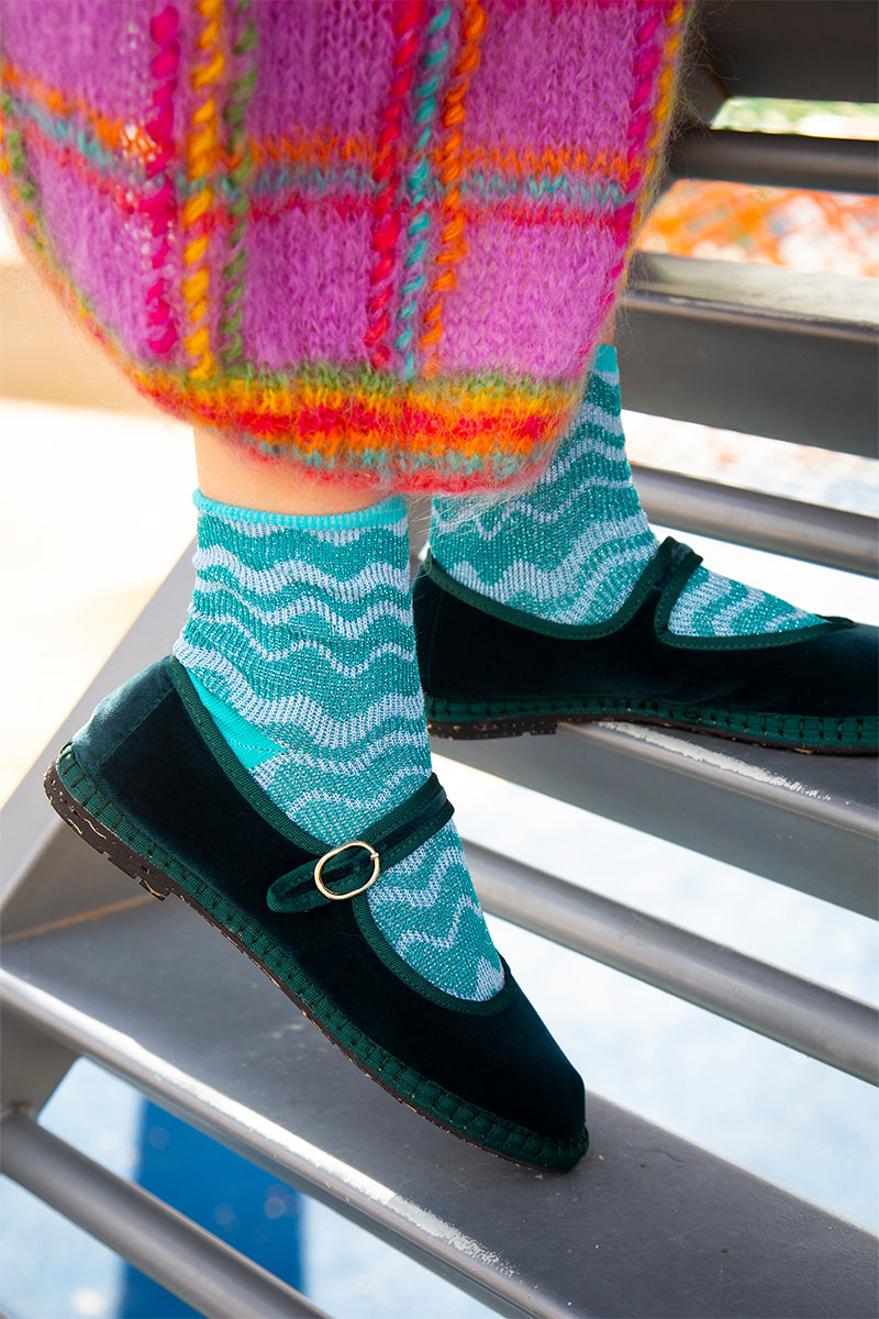 LEONOR MARY JANE VELVET IN DARK GREEN - CULT MIA