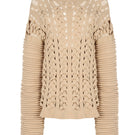 Ivory flat braided knitted sweater with accordion sleeves by MAZ Manuela Álvarez, showcasing textured knit and stylish design.