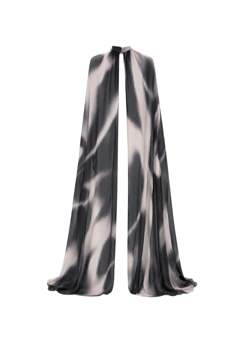 Black printed FLO overlay cover-up by Tinta Latina, lightweight and stylish for beach or casual wear.