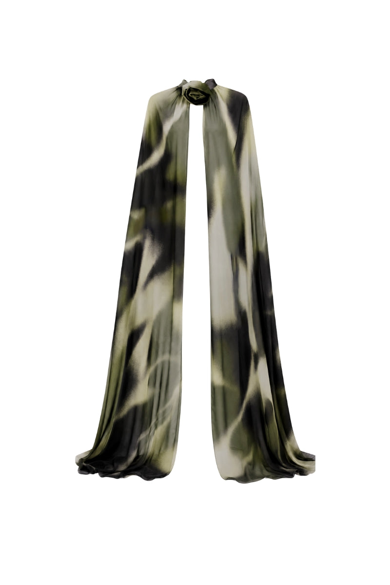 Green print TINTA LATINA FLO OVERLAY cover-up with flowy fabric and relaxed fit, perfect for beach or poolside wear.