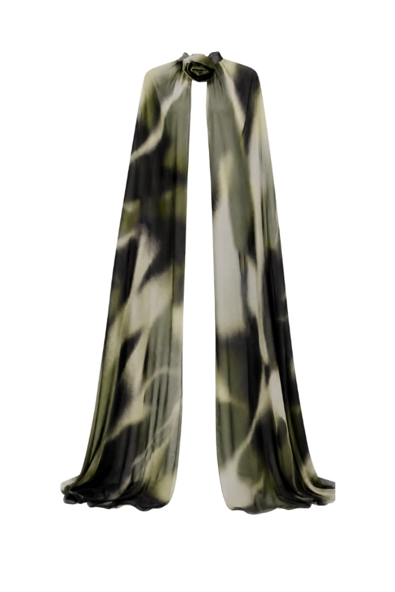 Green print TINTA LATINA FLO OVERLAY cover-up with flowy fabric and relaxed fit, perfect for beach or poolside wear.