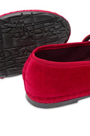Red Flabelus Mina Flat shoes shown from the side, featuring a sleek design and comfortable flat style.