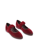 Flabelus Mafalda burgundy flats with brown piping, showcasing stylish slip-on shoes with a pointed toe and elegant design.