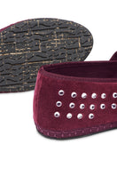 Flabelus Mae flat shoes in burgundy with a sleek, pointed toe design, displayed on a neutral background.