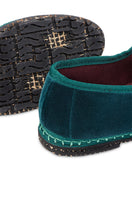 Dark green velvet Flabelus Leonor Mary Jane flats with elegant straps and round toe, stylish and comfortable footwear.