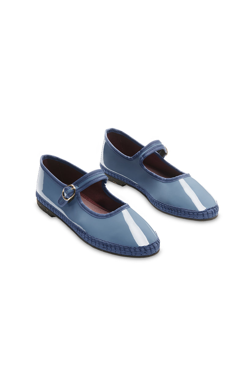 DEAN MARY JANE PATENT LEATHER IN BLUE WITH DARK BLUE PIPING - CULT MIA