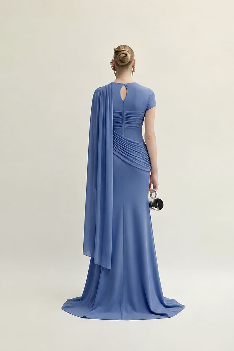 Jenny K Tran Freya dress in blue, a stylish gown with elegant fabric and design, perfect for formal occasions.