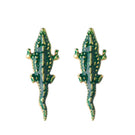 Natia x Lako XS green crocodile earrings featuring detailed crocodile-shaped jewelry in vibrant green.