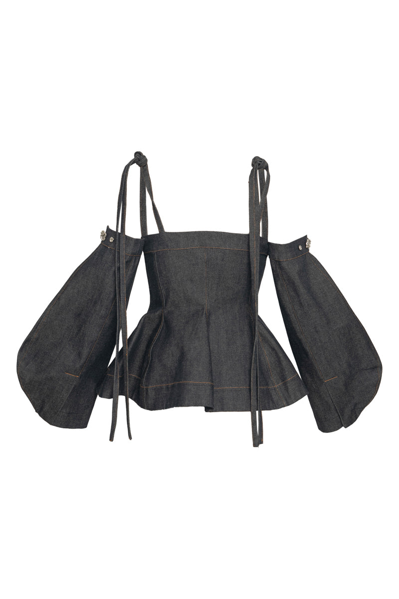 SABRINA DENIM TOP - CULT MIA