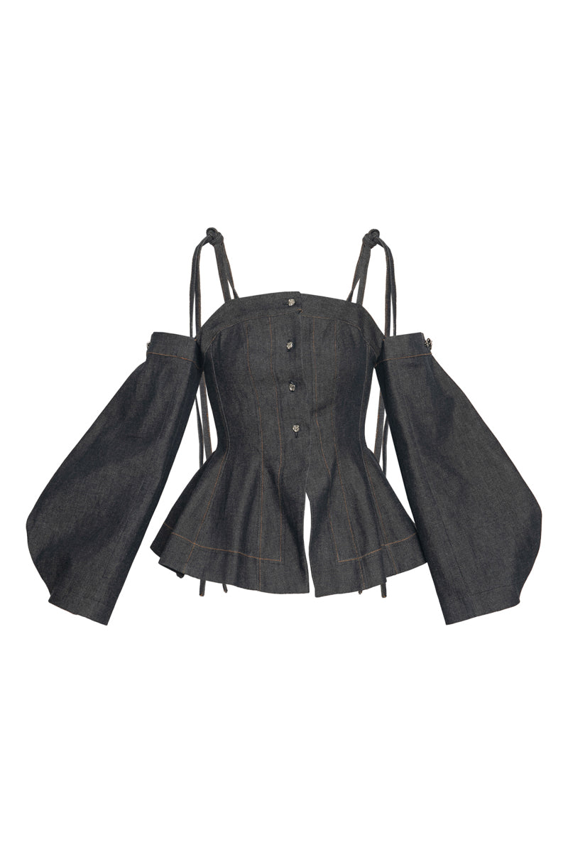 SABRINA DENIM TOP - CULT MIA